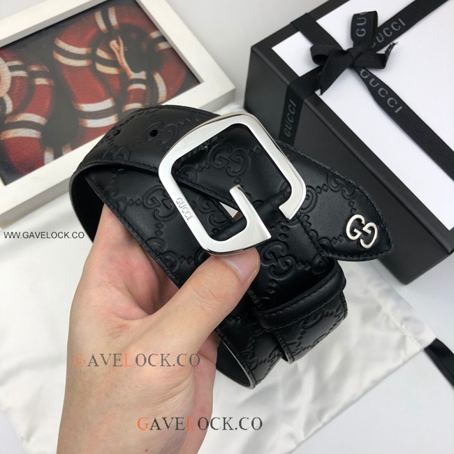 NEW Gucci Men's Leather Belt w Large Polish Metal G Buckle NEW Gucci Men's Leather Belt w Large Polish Metal G Buckle